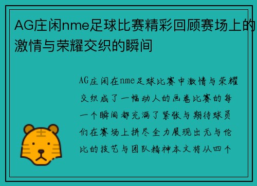 AG庄闲nme足球比赛精彩回顾赛场上的激情与荣耀交织的瞬间